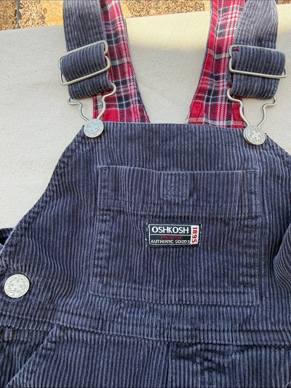 OshKosh B'gosh Dark Navy Corduroy Kids Overalls flannel lining